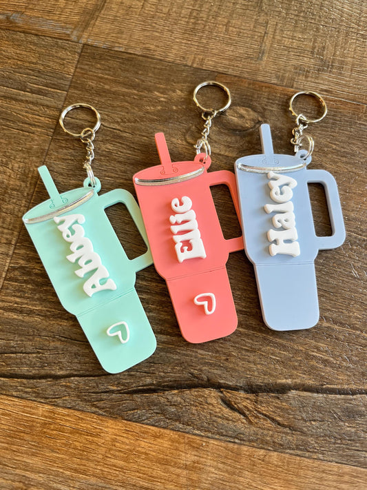 Personalized Mini Tumbler Keychain | Custom Name Charm