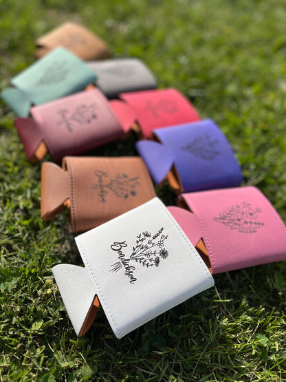 Personalized Leatherette Can Cooler – Engraved Beer Holder