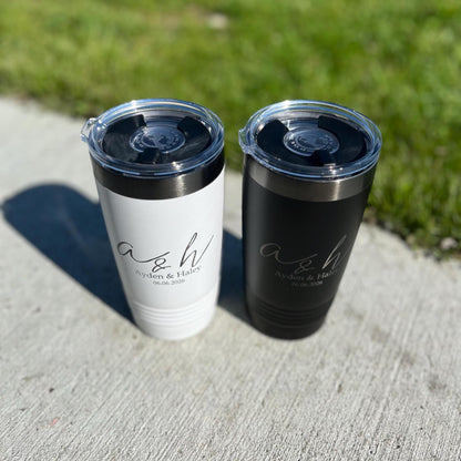 20 oz Custom Engraved Wedding Tumbler Set