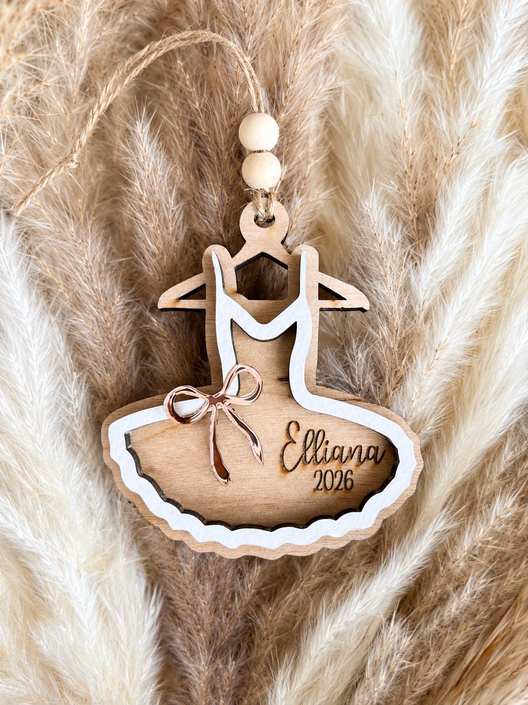 Ballerina Personalized Wood & Acrylic Christmas Ornament