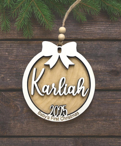 Personalized Wooden Baby's First Christmas Ornament