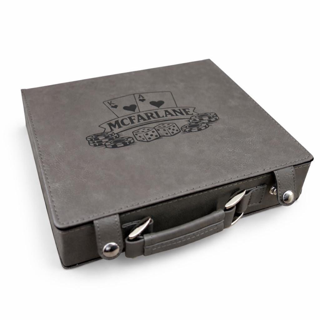 Personalized Engraved Leatherette Poker Set