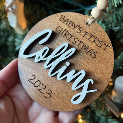 Baby's First Christmas Personalized Wood Ornament
