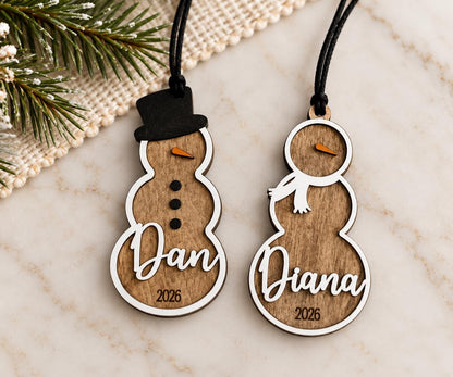 Snowman Personalized Wood Christmas Ornament