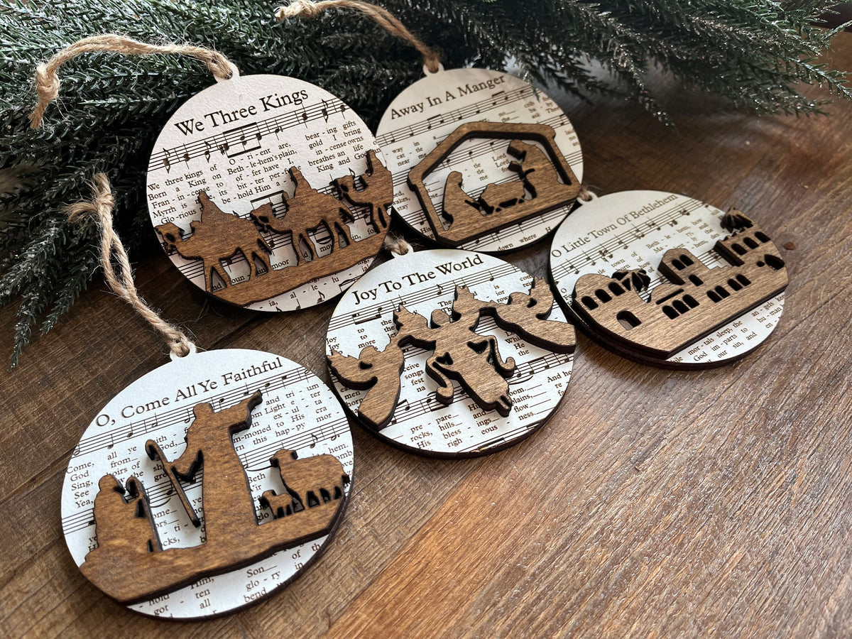 Christmas Ornament – Music Sheet Nativity Scene