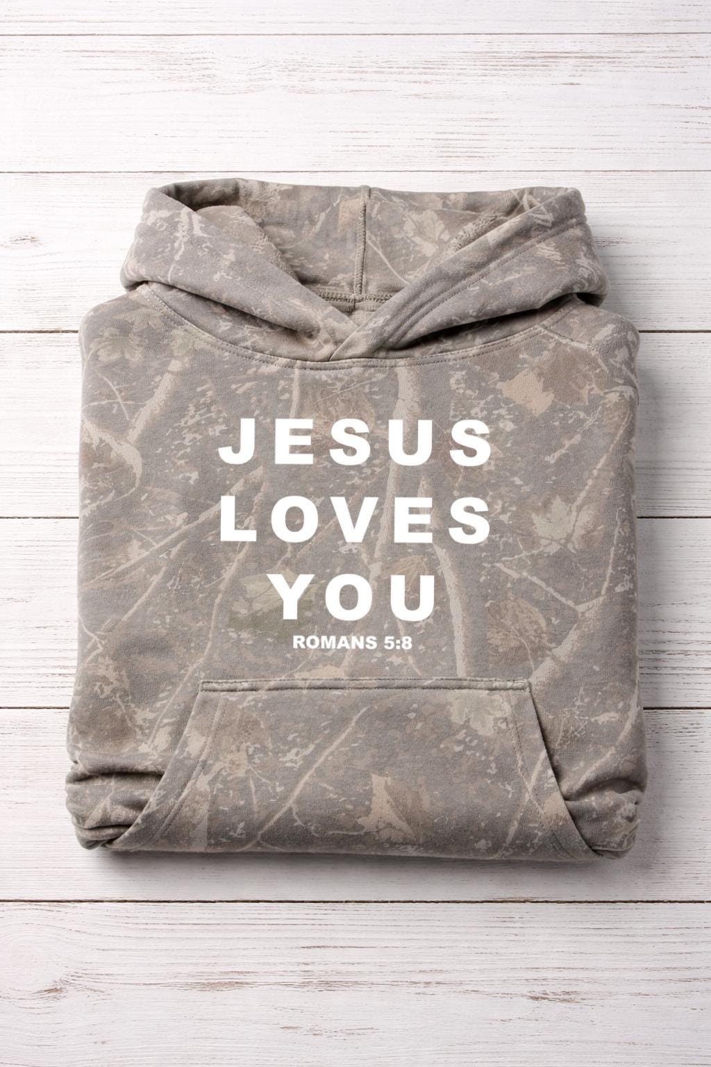 Youth Camo Hoodie – Jesus Loves You Christian Sweatshirt