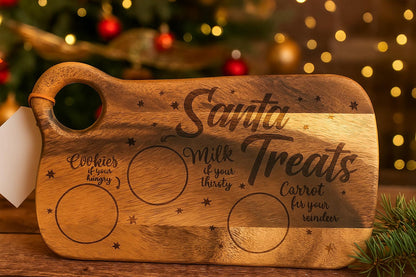 Engraved Acacia Wood Santa's Treats Board