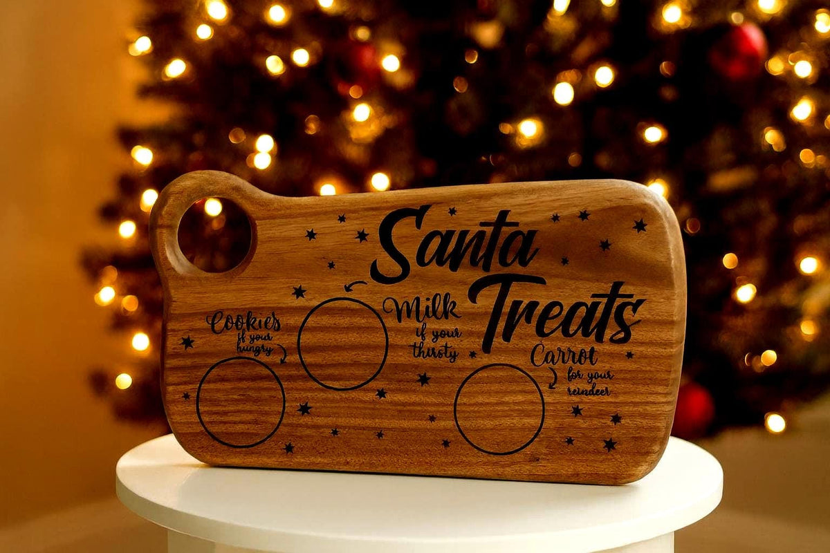 Engraved Acacia Wood Santa's Treats Board