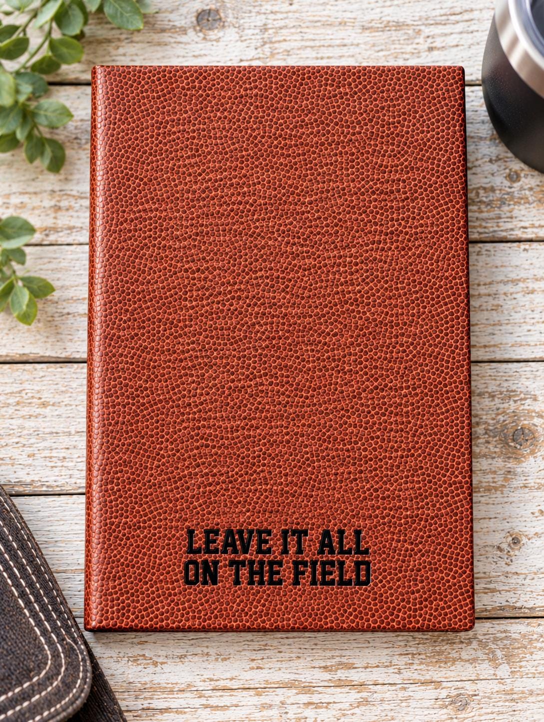 Leatherette Football Journal | Textured Notebook for Players & Coaches (5" x 8")