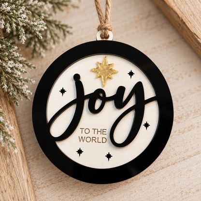 Joy to the World Wood & Acrylic Christmas Ornament