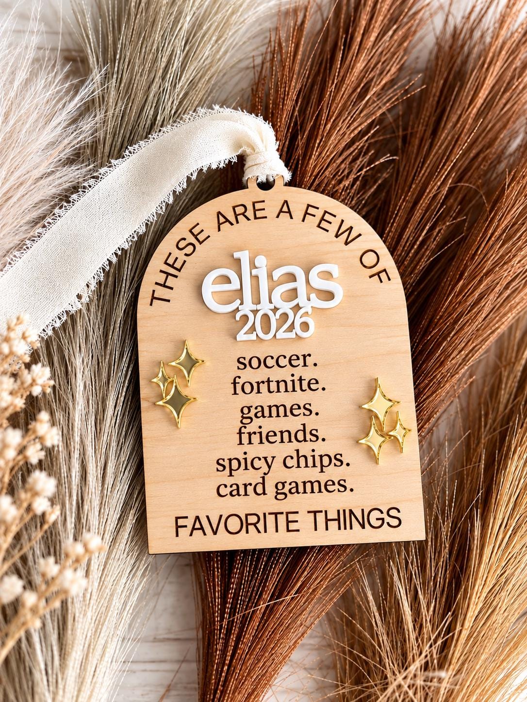 Favorite Things Personalized Wood Christmas Ornament