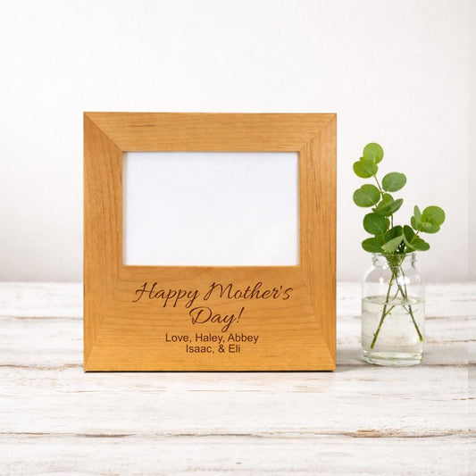 Personalized Engraved Wood Picture Frame | Mother's Day Keepsake