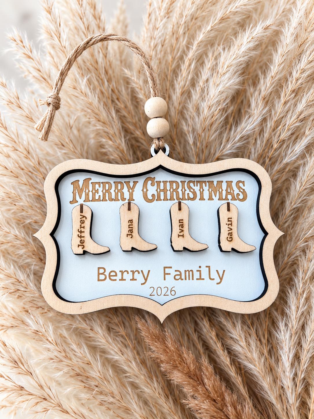 Personalized Western Family Christmas Ornament