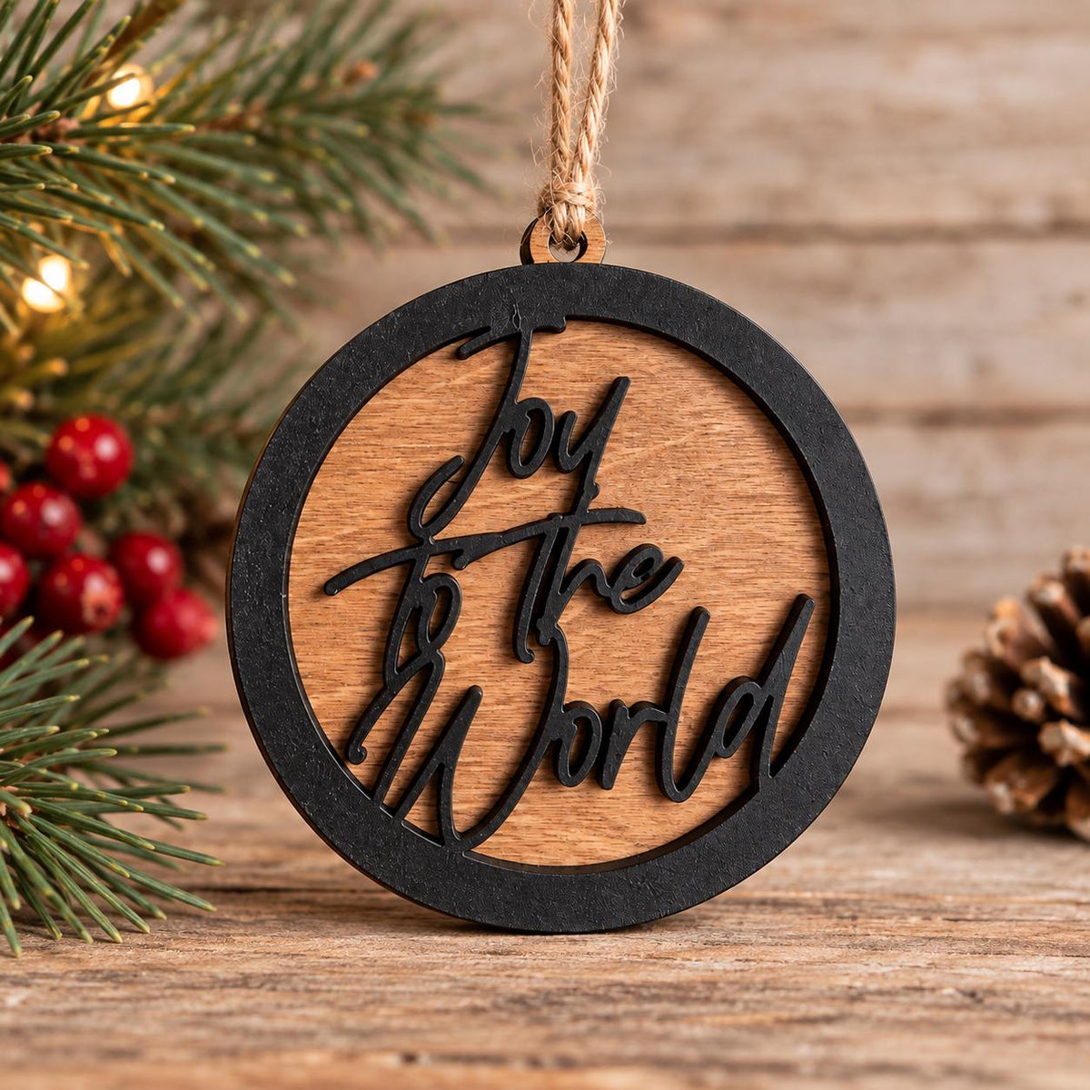 Joy to the World Wooden Christmas Ornament