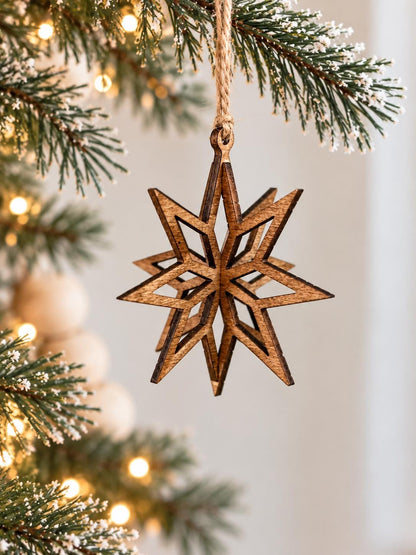 3D Wooden Star Christmas Ornament