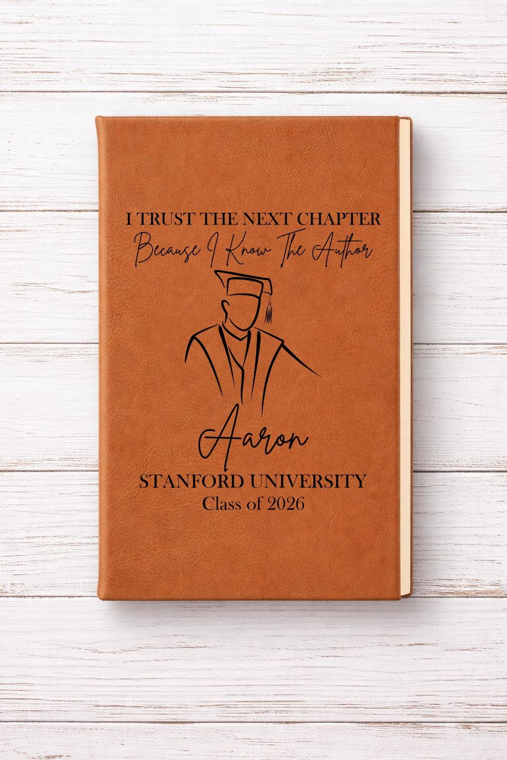 Personalized Graduation Journal | Custom Name, College, Year | Inspirational Quote Keepsake