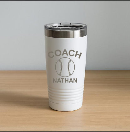 20 oz Custom Baseball Coach Engraved Tumbler