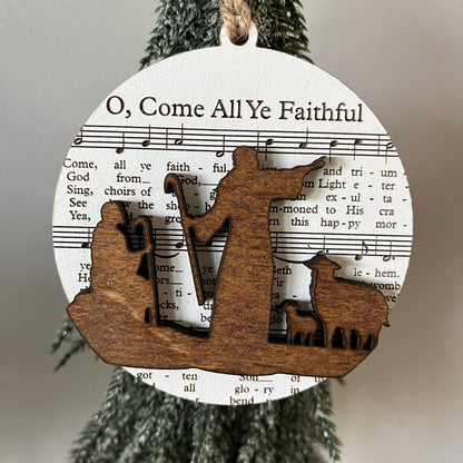 Christmas Ornament – Music Sheet Nativity Scene