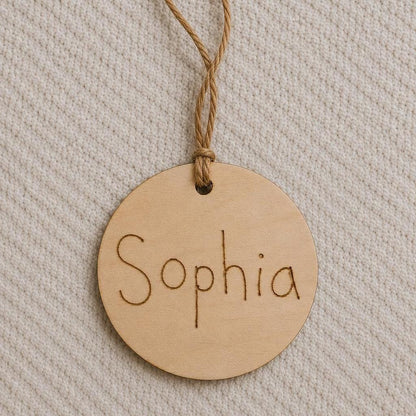 Personalized Wood Ornament, Engraved Handwriting Keepsake, Custom Child Signature Christmas Gift