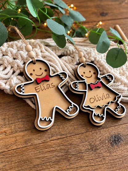 Gingerbread Personalized Wood Christmas Ornament