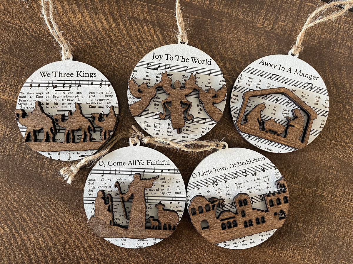 Christmas Ornament – Music Sheet Nativity Scene