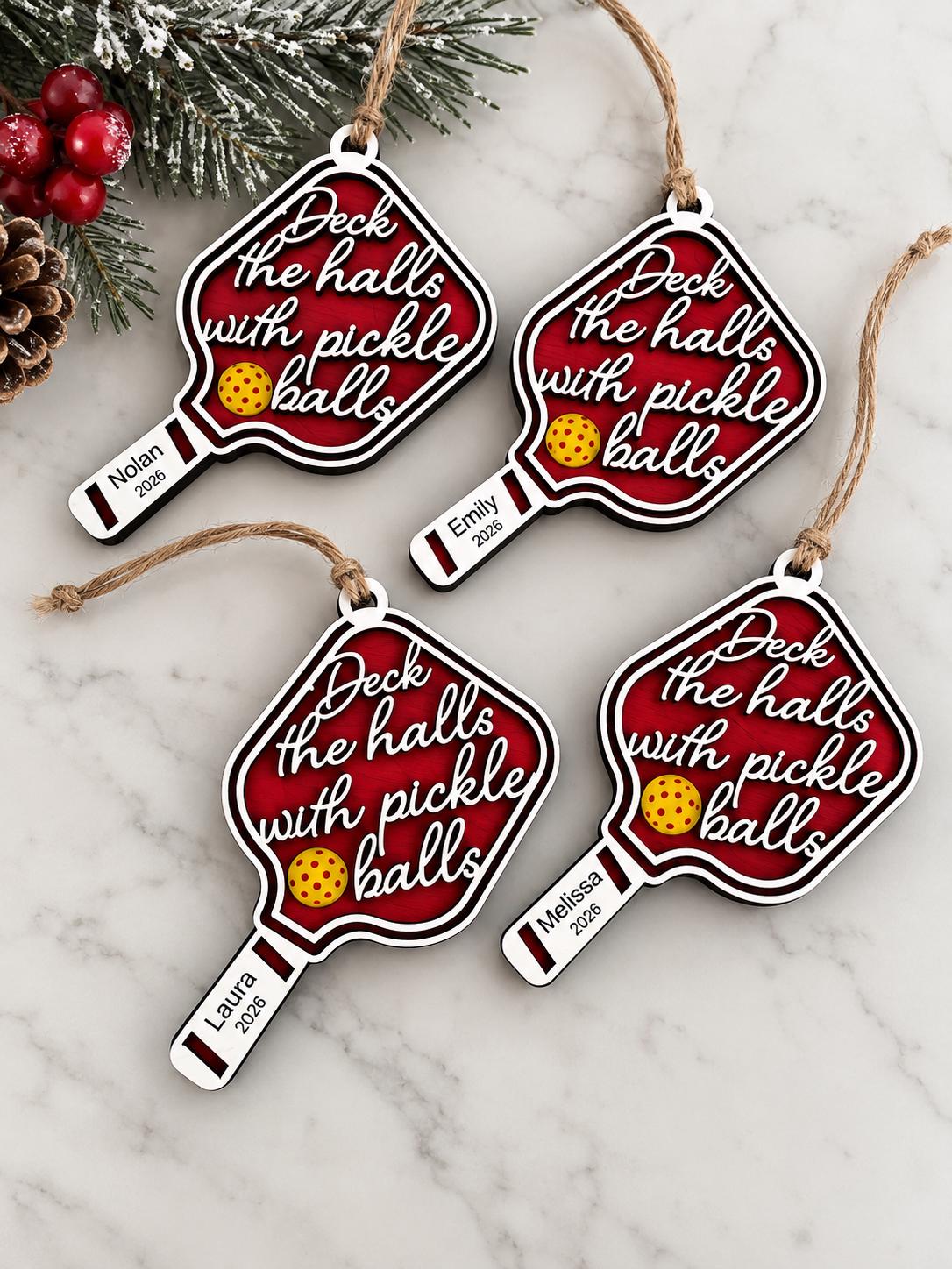 Pickleball Personalized Wood Christmas Ornament