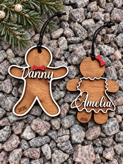 Gingerbread Personalized Wood Christmas Ornament