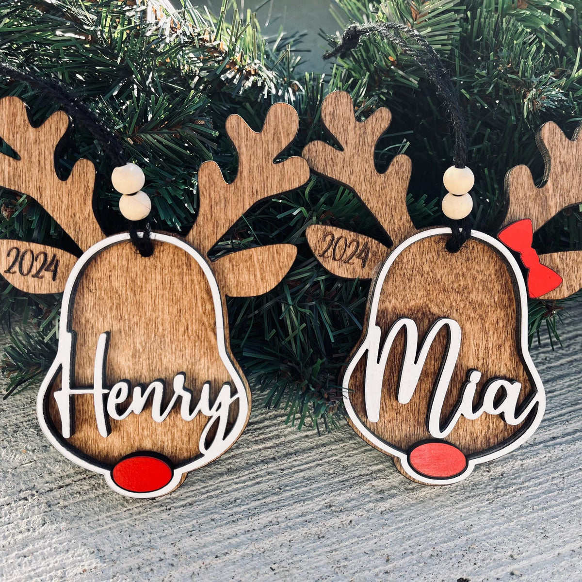 Reindeer Personalized Wood Christmas Ornament