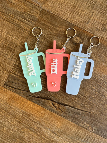 Personalized Mini Tumbler Keychain | Custom Name Charm