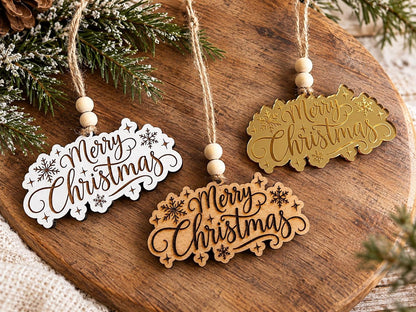 Merry Christmas Wood or Acrylic Christmas Ornament