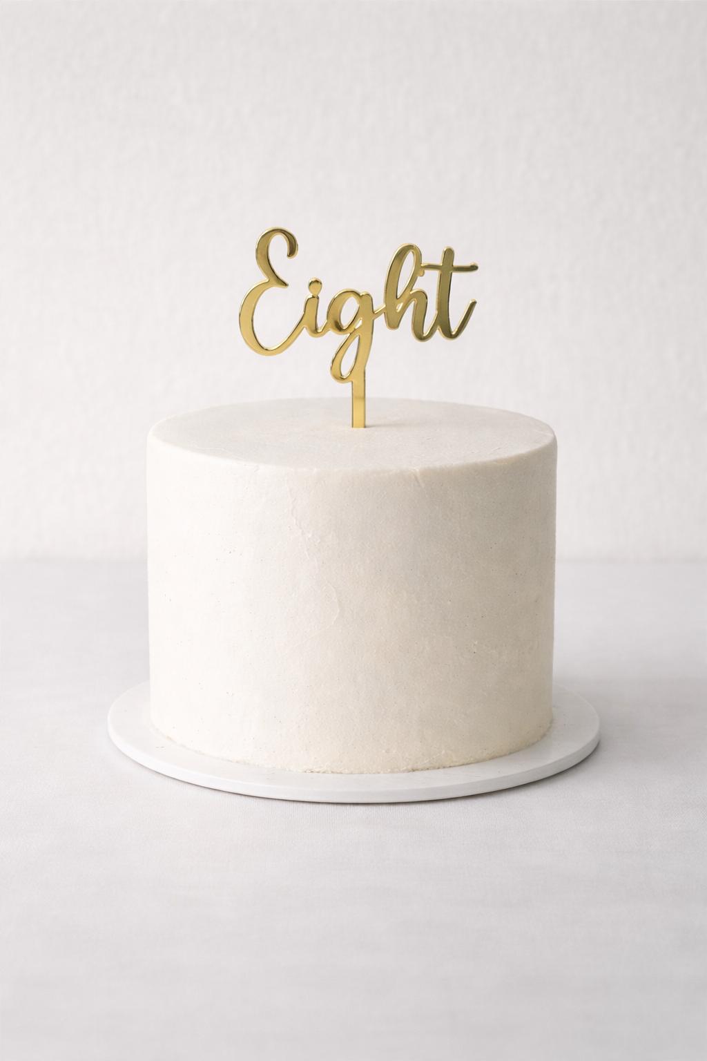 Gold Script Age Cake Topper | Mirror Acrylic Birthday Party Decor