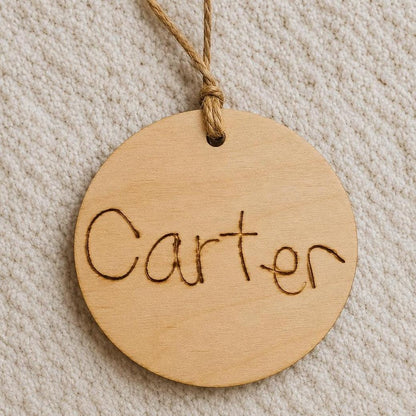 Personalized Wood Ornament, Engraved Handwriting Keepsake, Custom Child Signature Christmas Gift
