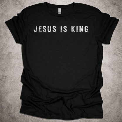 Jesus Is King Distressed Christian Graphic Tee | Unisex Faith Apparel