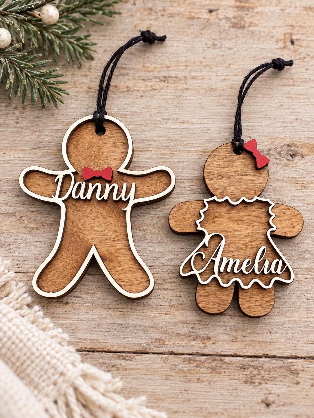 Gingerbread Personalized Wood Christmas Ornament