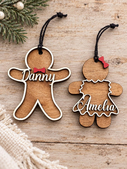 Gingerbread Personalized Wood Christmas Ornament
