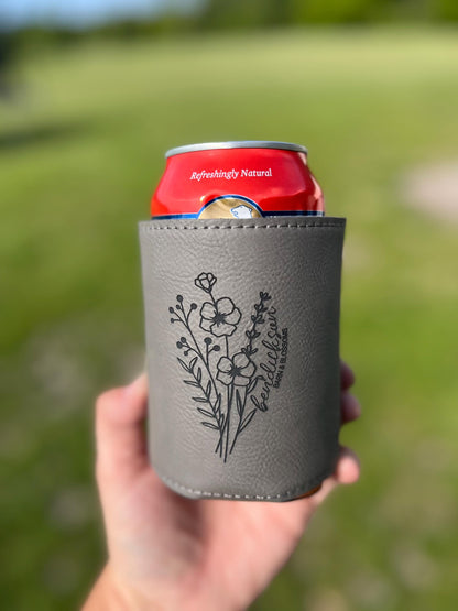 Personalized Leatherette Can Cooler – Engraved Beer Holder