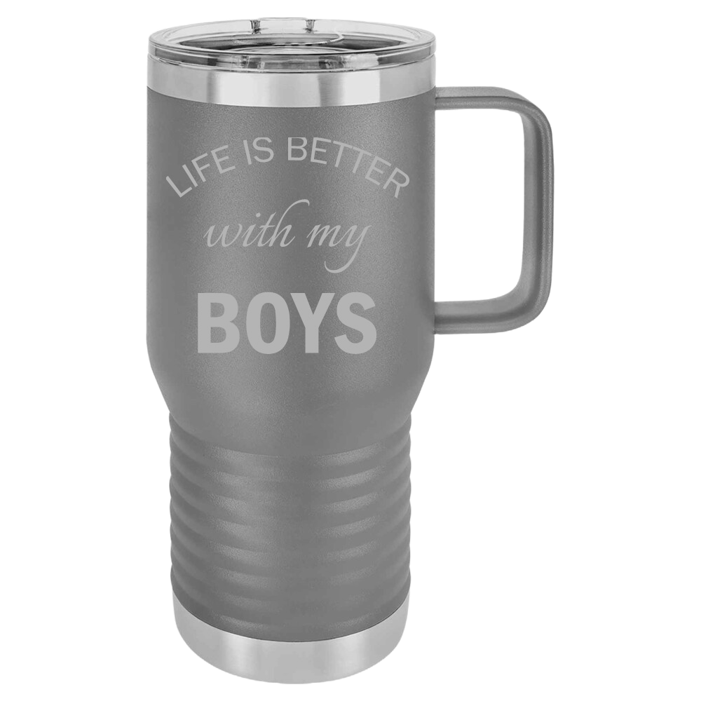 20 oz engraved coffee tumbler with handle