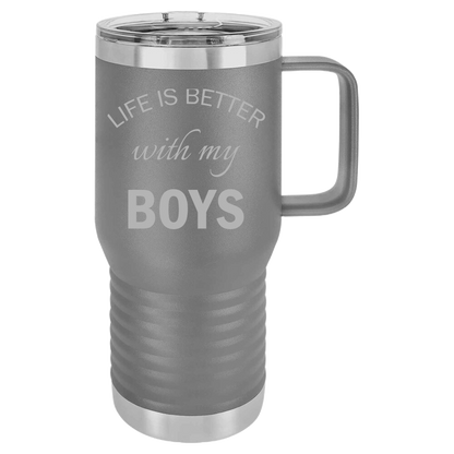 20 oz engraved coffee tumbler with handle