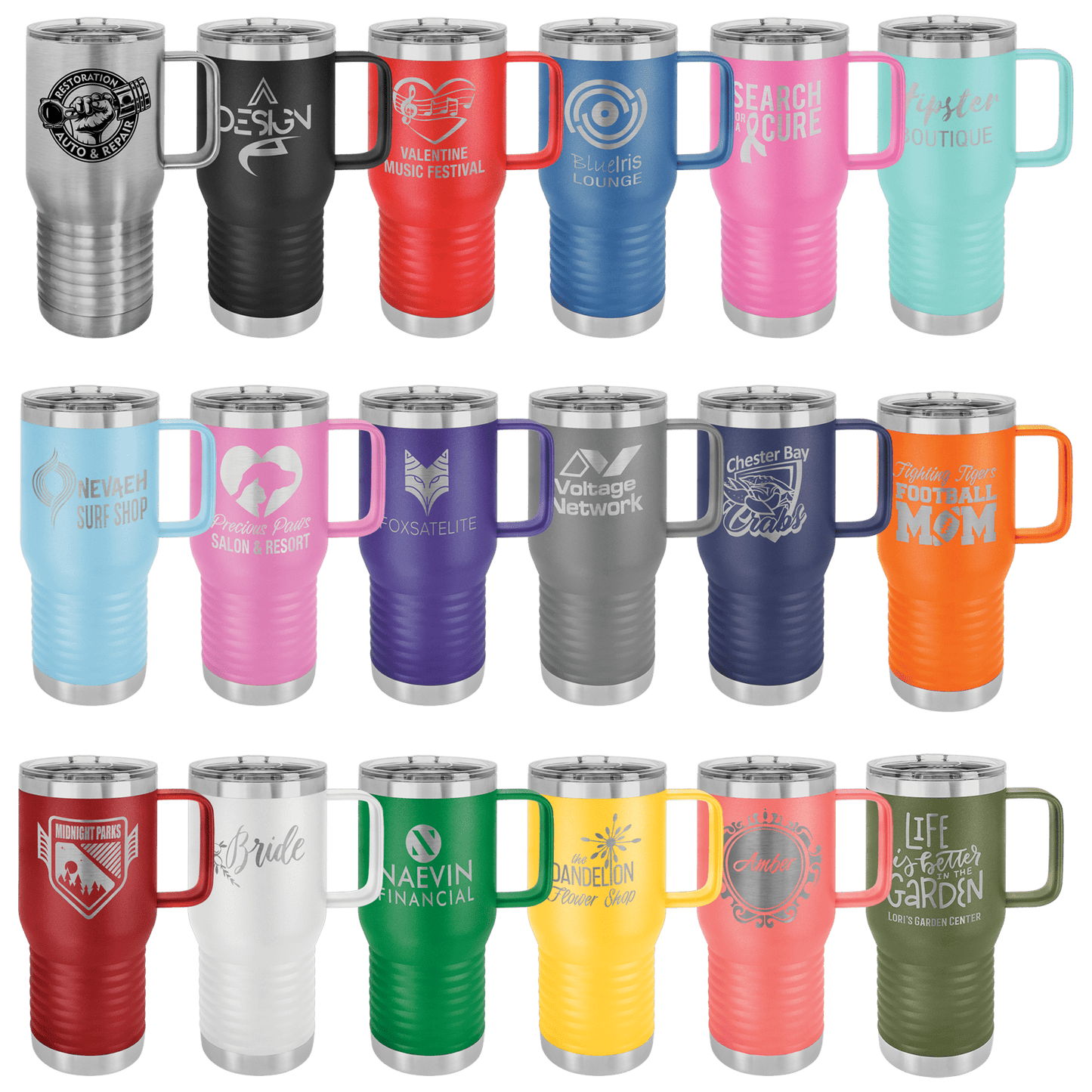 20 oz engraved coffee tumbler with handle