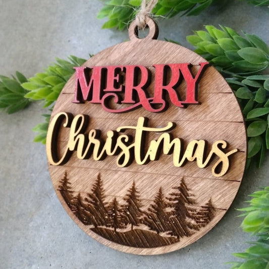 Merry Christmas Wood Ornament