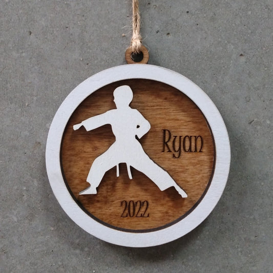 Personalized Karate or Taekwondo wood ornament